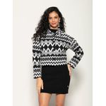 Casaco com Padronagem Geométrica e Botões Forrados Biamar Preto