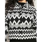 Casaco com Padronagem Geométrica e Botões Forrados Biamar Preto