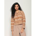 Casaco com Padronagem Geométrica e Botões Forrados Biamar Caramelo