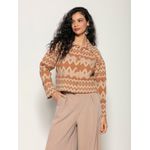 Casaco com Padronagem Geométrica e Botões Forrados Biamar Caramelo