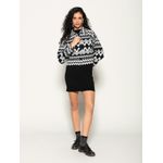 Casaco com Padronagem Geométrica e Botões Forrados Biamar Preto