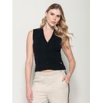 Colete em Fio Pluma c/ Tecimento em Tranças Biamar Preto