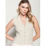 Colete em Fio Pluma c/ Tecimento em Tranças Biamar Bege 