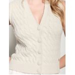 Colete em Fio Pluma c/ Tecimento em Tranças Biamar Bege 