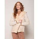 Casaco em Tricô c/ Pele Fake e Capuz Biamar Bege