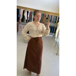 Saia Midi Com Fenda Marrom