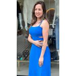 Vestido com Vazado Azul
