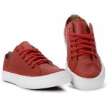 Tênis Feminino em Couro Legítimo Elisabeth - Vermelho