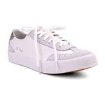 Tênis Feminino em Couro Legítimo Vivienne - Branco/Prata