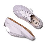 Tênis Feminino em Couro Legítimo Vivienne - Branco/Prata