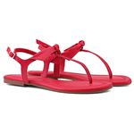 Rasteira Flat em Couro Legítimo - Vermelho