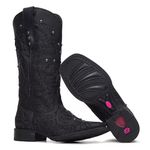 Bota Texana Feminina Vimar Boots 13089 Fóssil Preto Glitter Preto