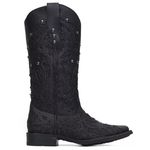 Bota Texana Feminina Vimar Boots 13089 Fóssil Preto Glitter Preto