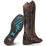 Bota Western Feminina Vimar Boots 13258 Marrom Mustang Preto