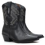 Bota Cano Medio Texana Feminina Vimar Boots Couro Legitimo Preta