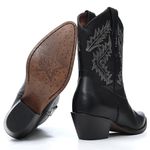Bota Cano Medio Texana Feminina Vimar Boots Couro Legitimo Preta