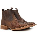 Botina Feminina Texana Country Vimar Boots Couro Legitimo Castanho