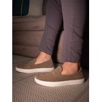 Sapato Loafer Guitte Gravata Areia Couro Legítimo Camurça