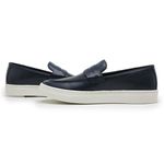 Tenis Casual Idealle Penny Loafer Gravata Azul Marinho Couro Legítimo