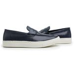 Tenis Casual Idealle Penny Loafer Gravata Azul Marinho Couro Legítimo