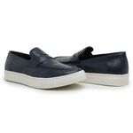 Tenis Casual Idealle Penny Loafer Gravata Azul Marinho Couro Legítimo