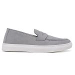 Tenis Casual Idealle Penny Loafer Gravata Cinza Couro Nobuck