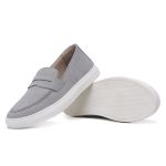 Tenis Casual Idealle Penny Loafer Gravata Cinza Couro Nobuck