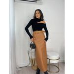 Saia Midi Mocha Mousse Vilma Marrom