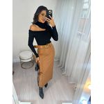 Saia Midi Mocha Mousse Vilma Marrom