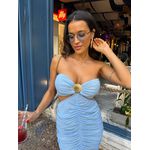 Vestido Midi em Tule Azul Lanya
