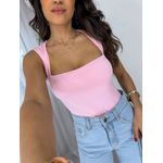 Body Decote Quadrado Rosa Misey
