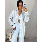 Conjunto Camisa e Cropped Rany Azul