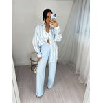 Conjunto Camisa e Cropped Rany Azul