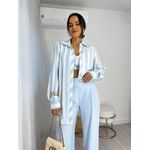 Conjunto Camisa e Cropped Rany Azul