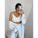 Conjunto Camisa e Cropped Rany Azul