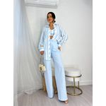 Conjunto Camisa e Cropped Rany Azul