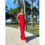 Vestido Acetinado Vermelho Verona