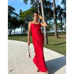Vestido Acetinado Vermelho Verona