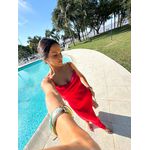 Vestido Acetinado Vermelho Verona