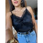 Blusa Acetinada Preta Selena