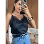Blusa Acetinada Preta Selena