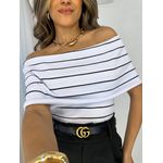 Blusa Ombro a Ombro Curta Listrada Off Bourn
