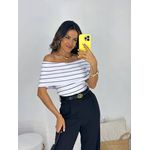 Blusa Ombro a Ombro Curta Listrada Off Bourn