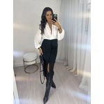 Saia Midi em Linho Preto Ema