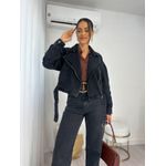 Jaqueta Jeans Preta Estonada Hana
