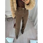 Calça Wide Leg Jeans Marrom Ivy
