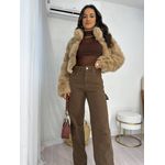 Calça Wide Leg Jeans Marrom Ivy