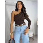 Blusa Um Ombro Só Café Ivy