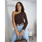 Blusa Um Ombro Só Café Ivy