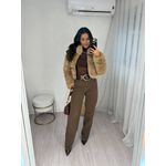 Calça Wide Leg Jeans Marrom Ivy